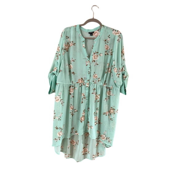 Women's TORRID Mint Green Floral Tunic Top Plus Size 2X - Picture 11 of 12